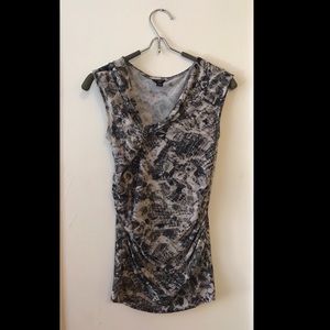 Ann Taylor Petite Python Print Tunic Top XSP